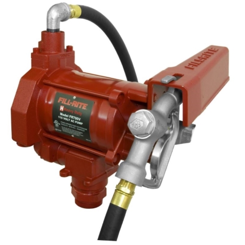 Fill-Rite FR700V AC Fuel Transfer Pump 12' Delivery Hose Manual Release Nozzle - Fast Shipping - Consumer Petroleum Pumps